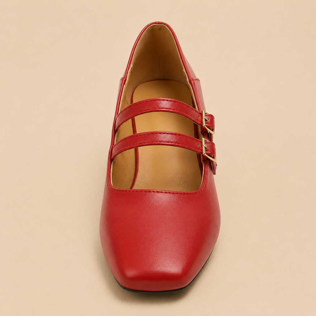 Ballet Flats Women's Double Strap Round Toe Slip-On Comfortable Office Casual Everyday