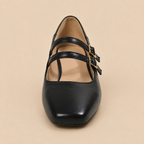 Ballet Flats Women's Double Strap Round Toe Slip-On Comfortable Office Casual Everyday