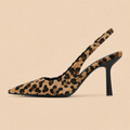 Pumps Women's Animal Print Pointed Toe Stiletto Heel Adjustable Back Strap Evening Party Dress Shoes