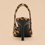 Pumps Women's Animal Print Pointed Toe Stiletto Heel Adjustable Back Strap Evening Party Dress Shoes