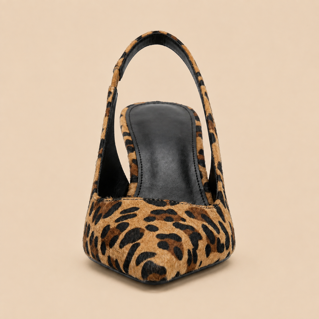 Pumps Women's Animal Print Pointed Toe Stiletto Heel Adjustable Back Strap Evening Party Dress Shoes