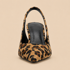 Pumps Women's Animal Print Pointed Toe Stiletto Heel Adjustable Back Strap Evening Party Dress Shoes