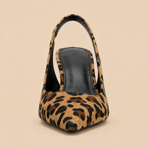 Pumps Women's Animal Print Pointed Toe Stiletto Heel Adjustable Back Strap Evening Party Dress Shoes