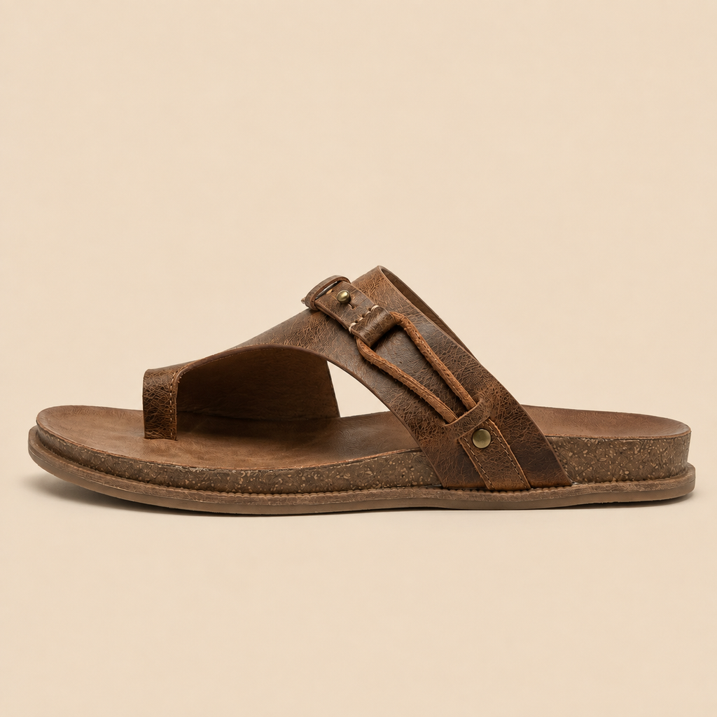 Slide Sandals Women's Vegan Leather Cushioned Footbed Slip-On Open Toe Flat Summer Casual
