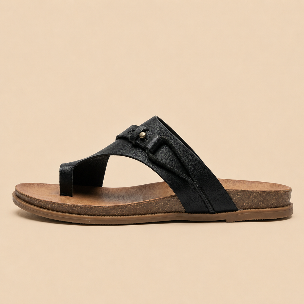 Slide Sandals Women's Vegan Leather Cushioned Footbed Slip-On Open Toe Flat Summer Casual