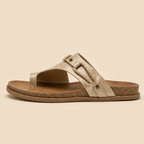 Slide Sandals Women's Vegan Leather Cushioned Footbed Slip-On Open Toe Flat Summer Casual