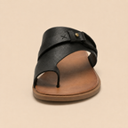 Slide Sandals Women's Vegan Leather Cushioned Footbed Slip-On Open Toe Flat Summer Casual