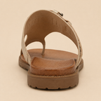 Slide Sandals Women's Vegan Leather Cushioned Footbed Slip-On Open Toe Flat Summer Casual